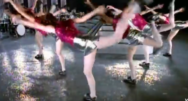 Screenshot of the disco dancers' moves from the video "Let Forever Be."